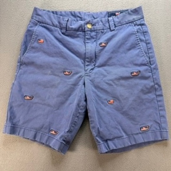 Vineyard Vines Other - Vineyard Vines Shorts Mens 30 Blue Chino USA Flag Whale Embroidered Preppy